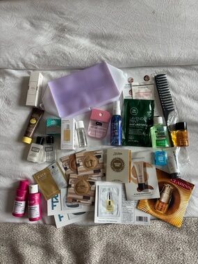 ❗️SOLD❗️Beauty Sample Lot with Purple Cosmetic Pouch